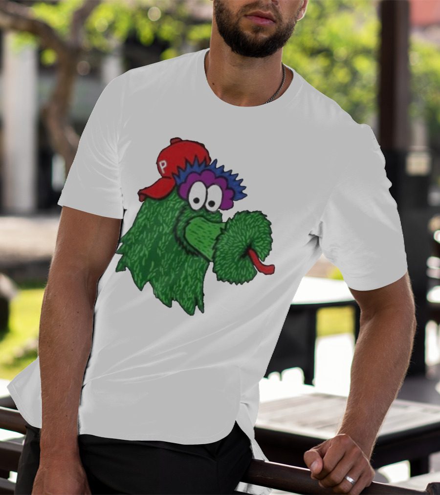 Phillie Phanatic Mascot Philadelphia Phillies Green Creature Red Cap T-Shirt