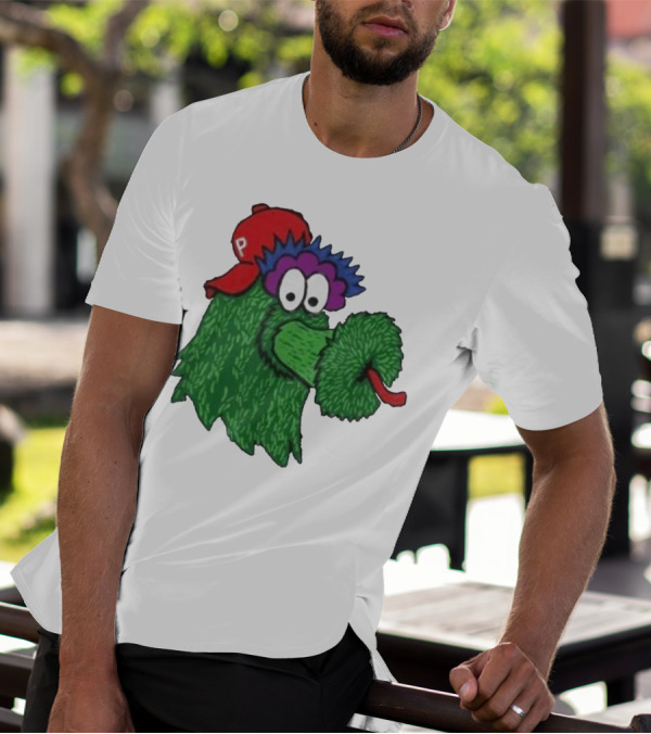 Phillie Phanatic Mascot Philadelphia Phillies Green Creature Red Cap T-Shirt