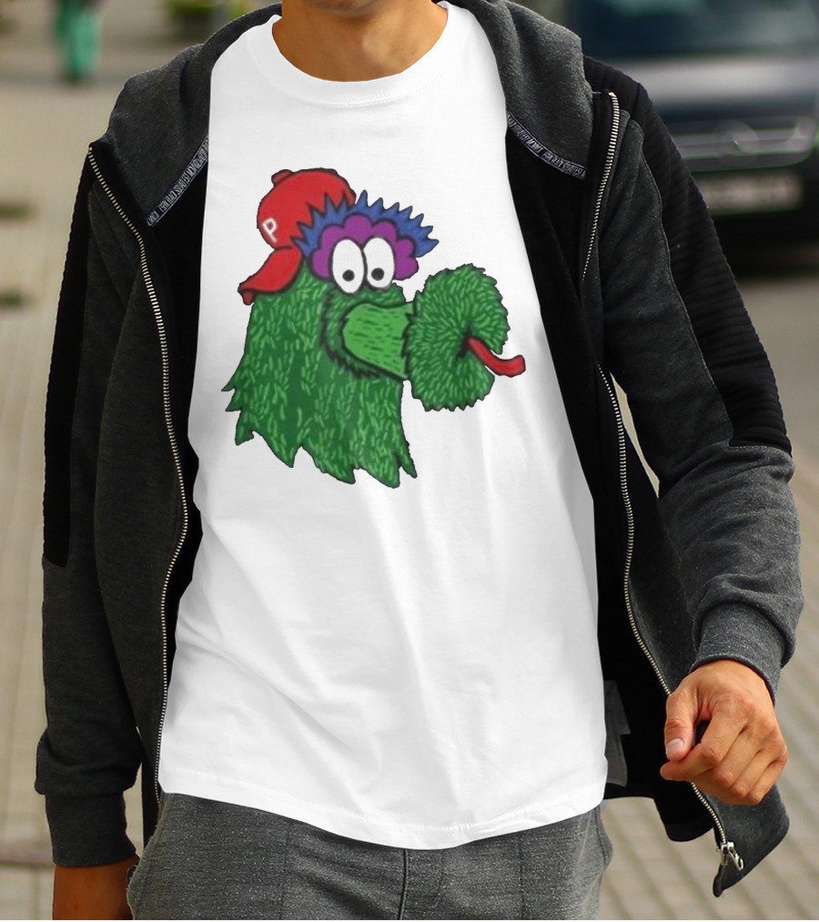 Phillie Phanatic Mascot Philadelphia Phillies Green Creature Red Cap T-Shirt