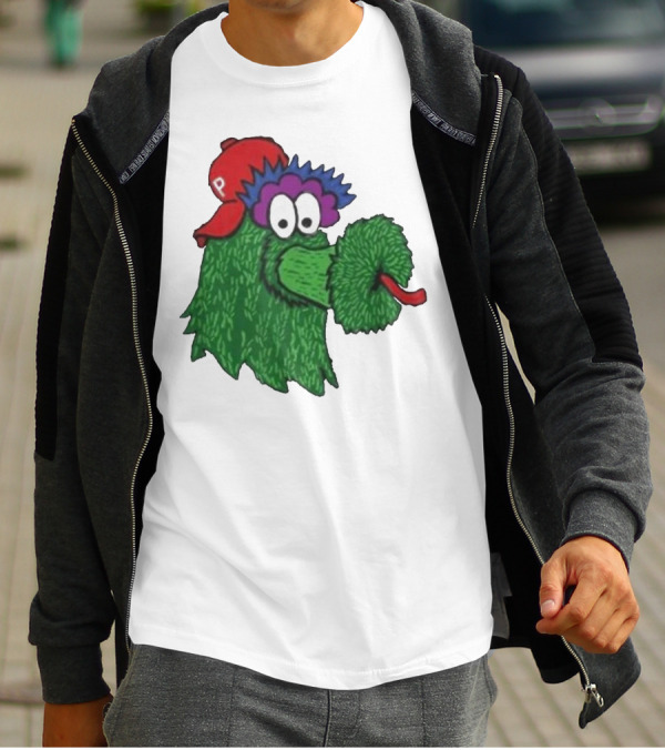 Phillie Phanatic Mascot Philadelphia Phillies Green Creature Red Cap T-Shirt