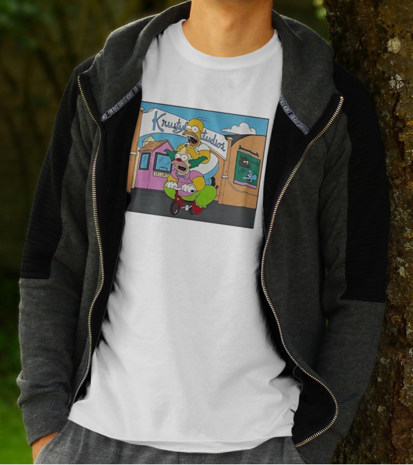 Krustyland Studios With Homer And Krusty The Clown On Bicycle From The Simpsons T-Shirt