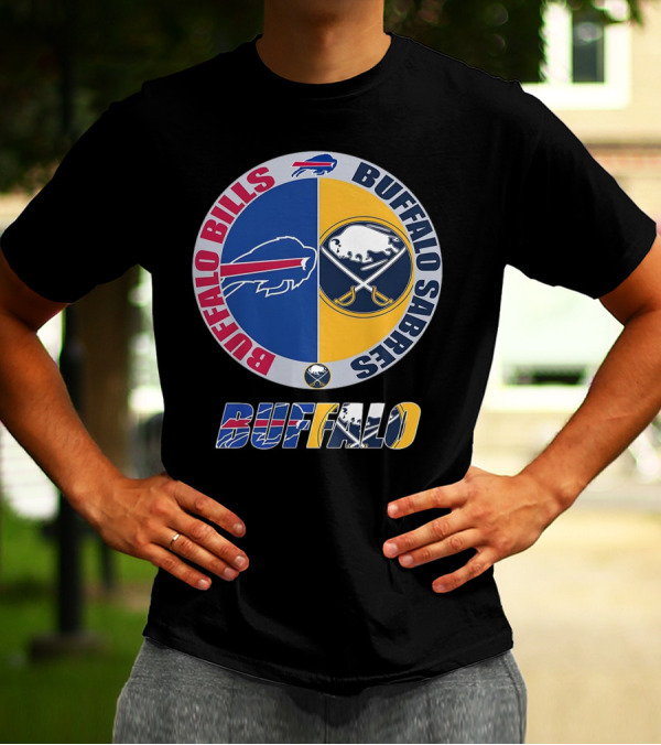 Buffalo Bills Buffalo Sabres Dual Logo Buffalo Text T-Shirt