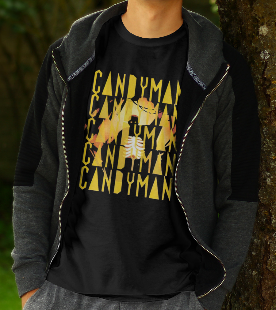 Candyman Movie Typography With Honeycomb And Ribcage T-Shirt