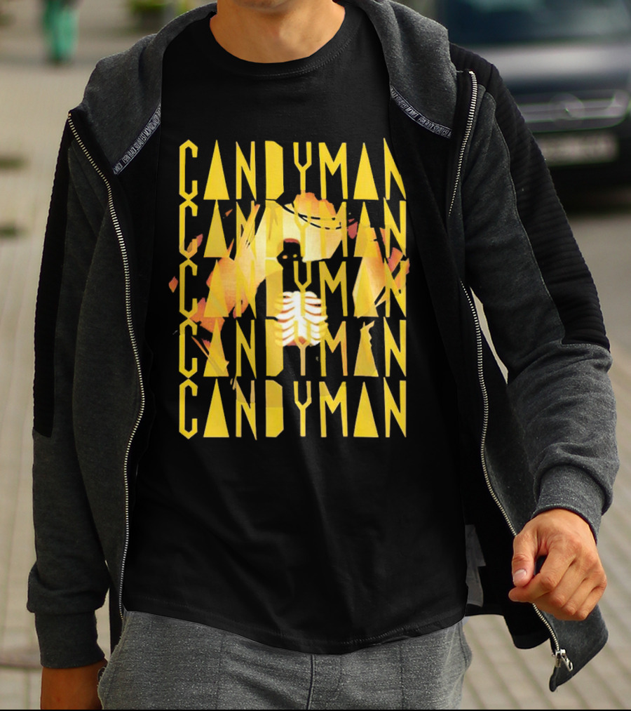 Candyman Movie Typography With Honeycomb And Ribcage T-Shirt