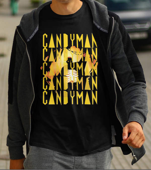 Candyman Movie Typography With Honeycomb And Ribcage T-Shirt
