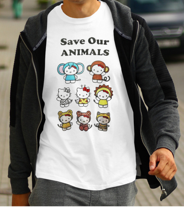 Save Our Animals Hello Kitty Series Pamela Anderson Collaboration T-Shirt