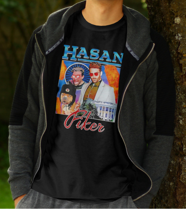 HASAN Piker Sunglasses Red Laser Eyes White House Dog T-Shirt