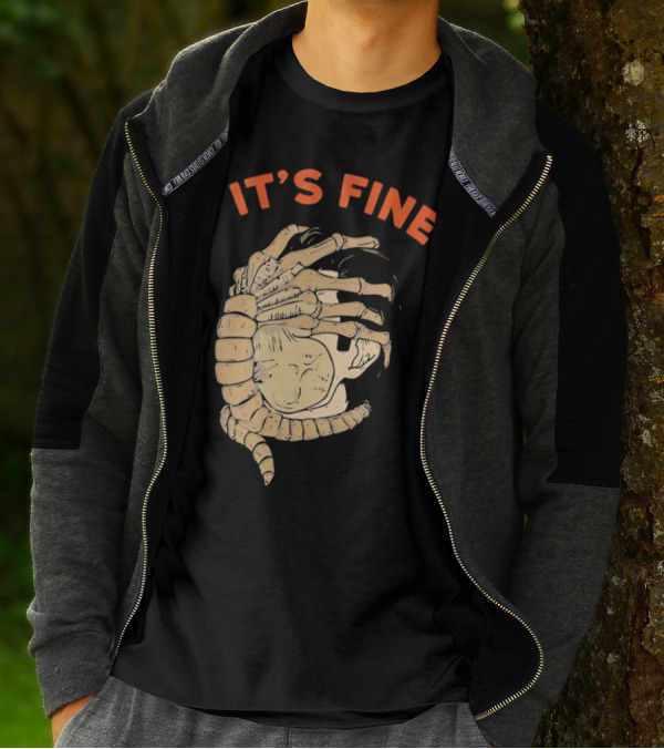 It's Fine Facehugger Skeleton T-Shirt