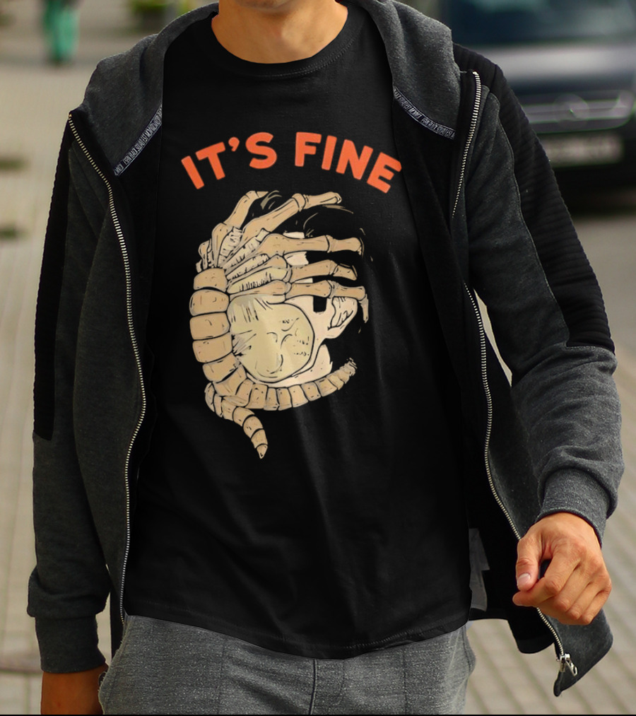 It's Fine Facehugger Skeleton T-Shirt