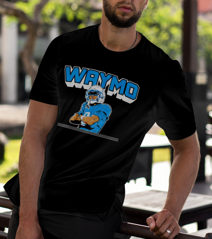 Waymo Football Player With Blue Jersey And Helmet T-Shirt