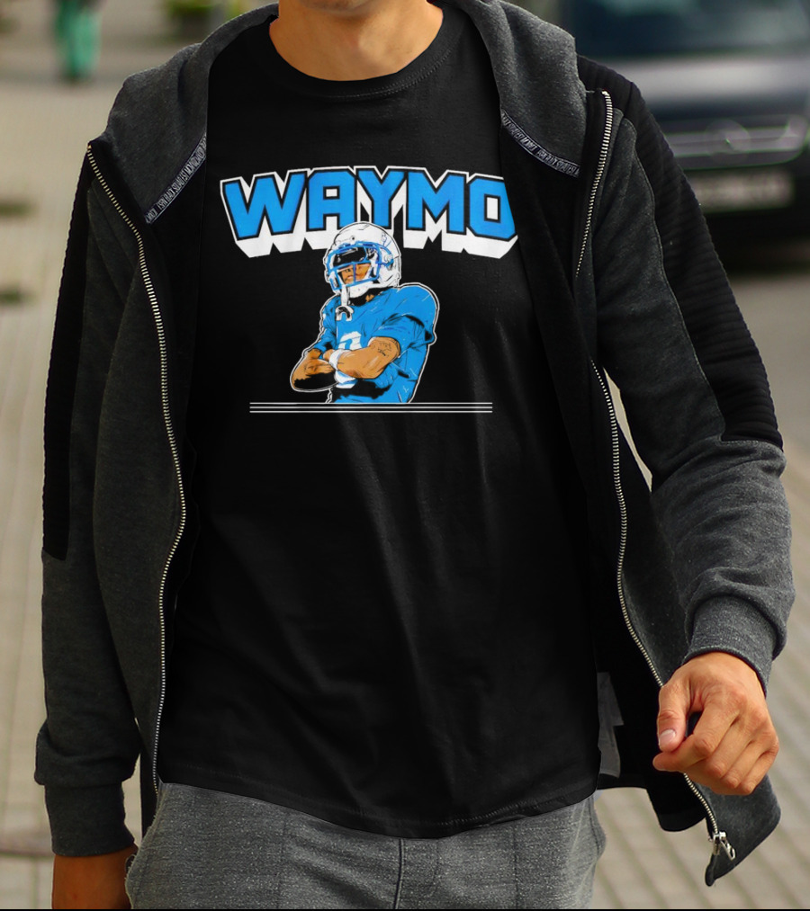 Waymo Football Player With Blue Jersey And Helmet T-Shirt