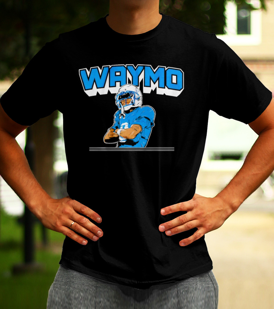 Waymo Football Player With Blue Jersey And Helmet T-Shirt
