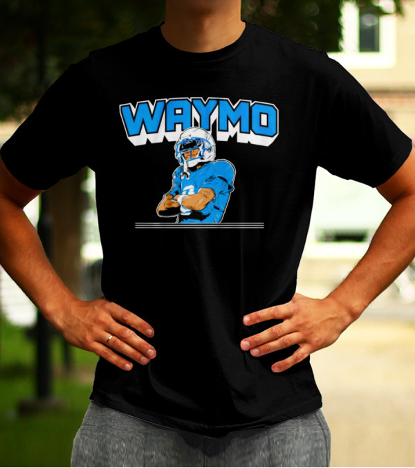 Waymo Football Player With Blue Jersey And Helmet T-Shirt