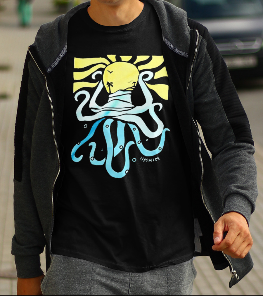 Mark Hoppus Octopus Sun Wave Palm Ocean Scene T-Shirt