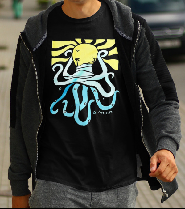 Mark Hoppus Octopus Sun Wave Palm Ocean Scene T-Shirt