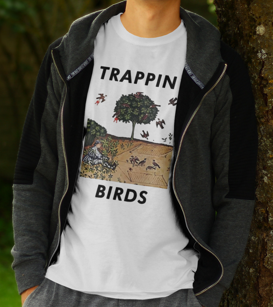 Trappin Birds Retro Medieval Hunting Scene T-Shirt