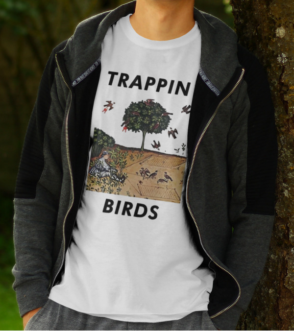 Trappin Birds Retro Medieval Hunting Scene T-Shirt