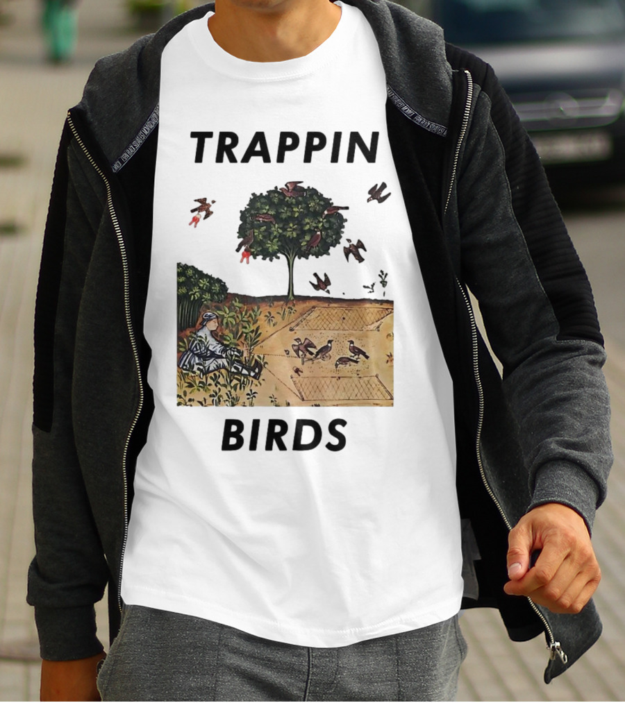 Trappin Birds Retro Medieval Hunting Scene T-Shirt