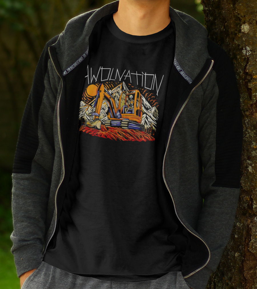 AWOLNATION Skeleton Excavator Mountains T-Shirt