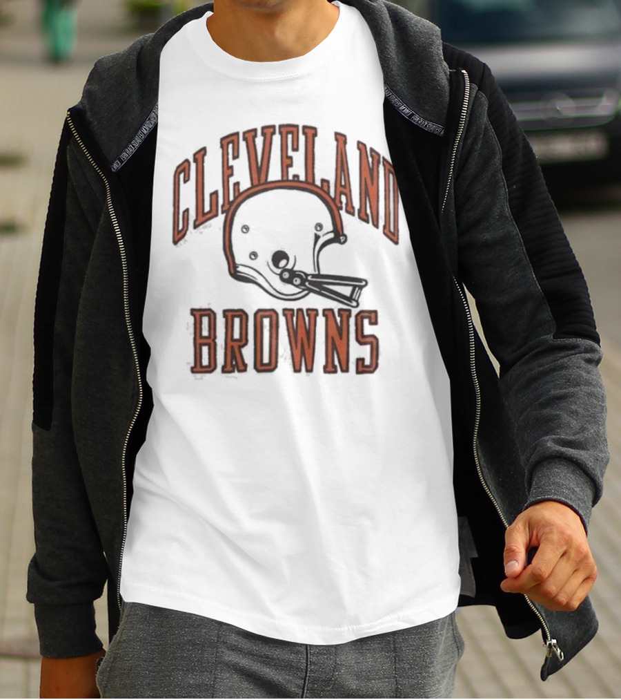 Cleveland Browns Helmet Icon White Black T-Shirt