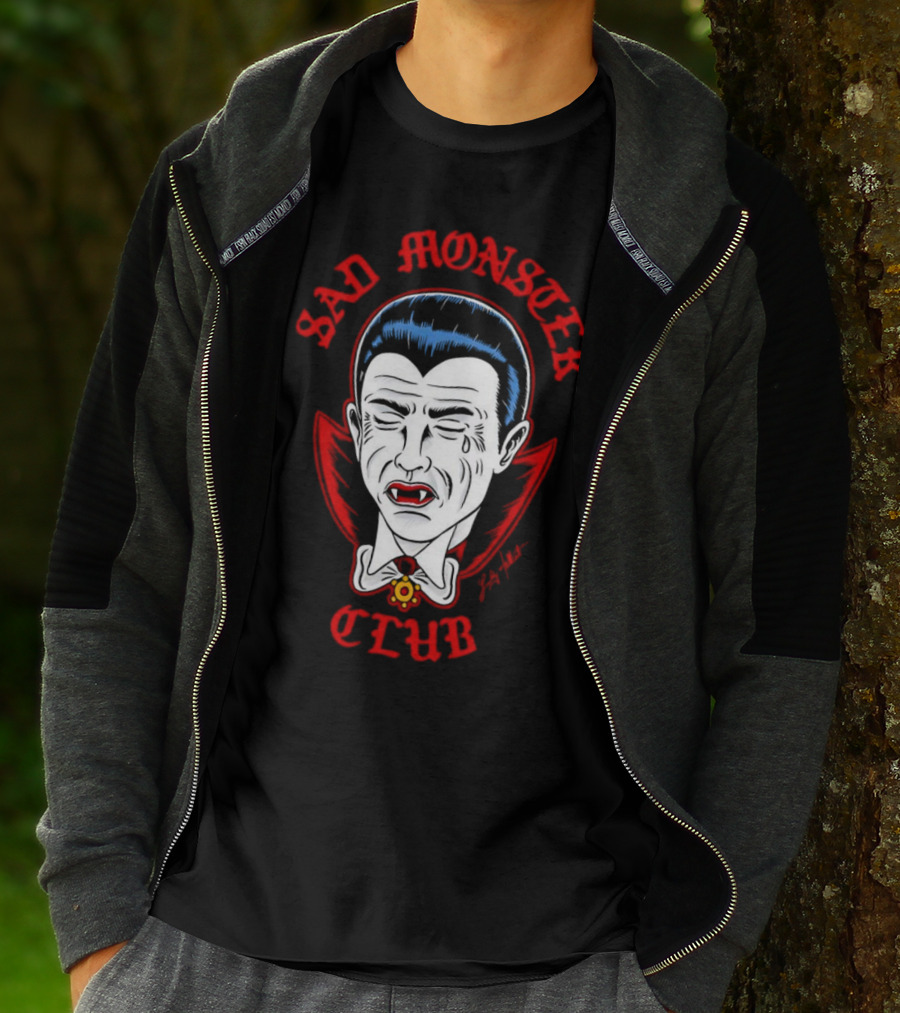 Sad Monster Club Dracula Face Fang Cape Tears T-Shirt