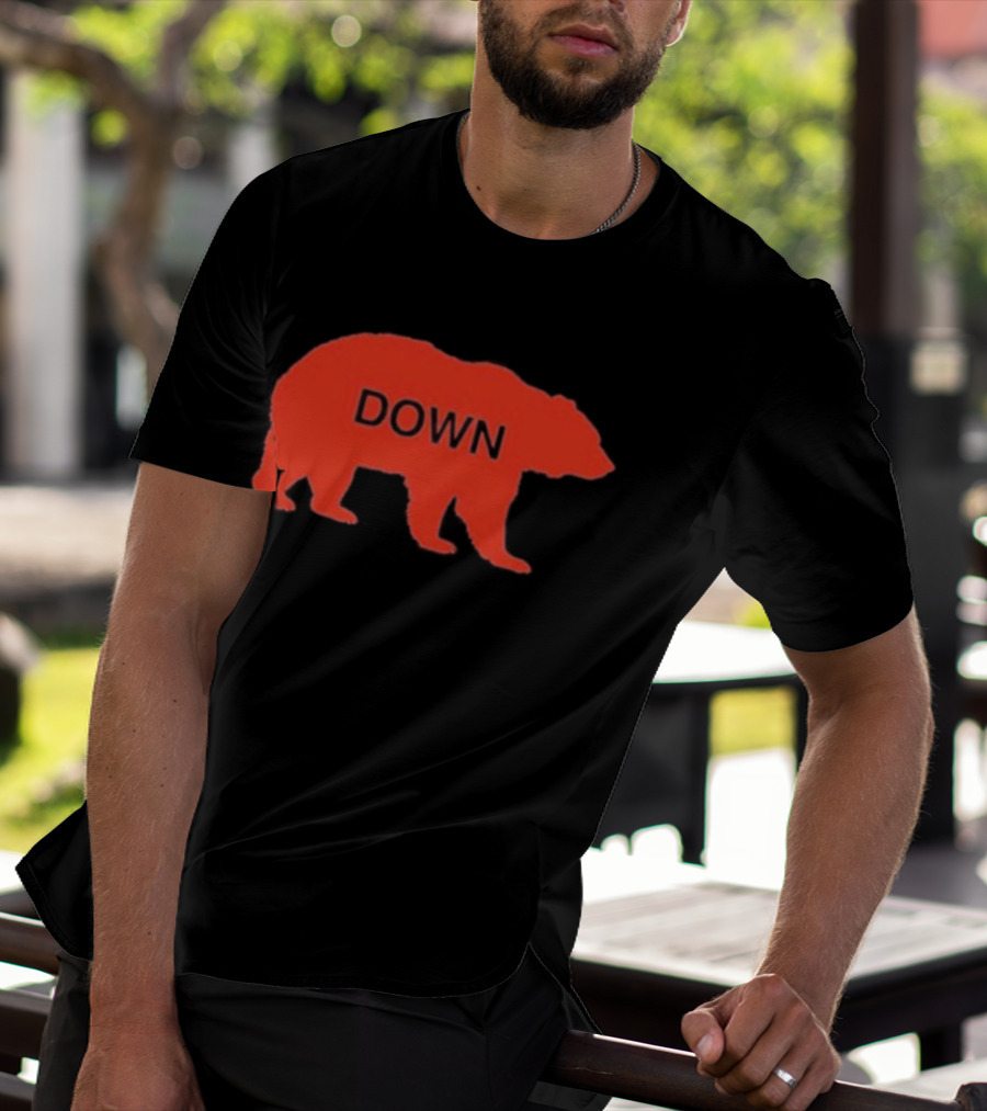 Walking Bear Down Red Bear Silhouette With Text DOWN T-Shirt