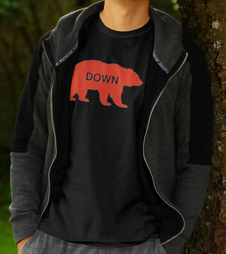 Walking Bear Down Red Bear Silhouette With Text DOWN T-Shirt