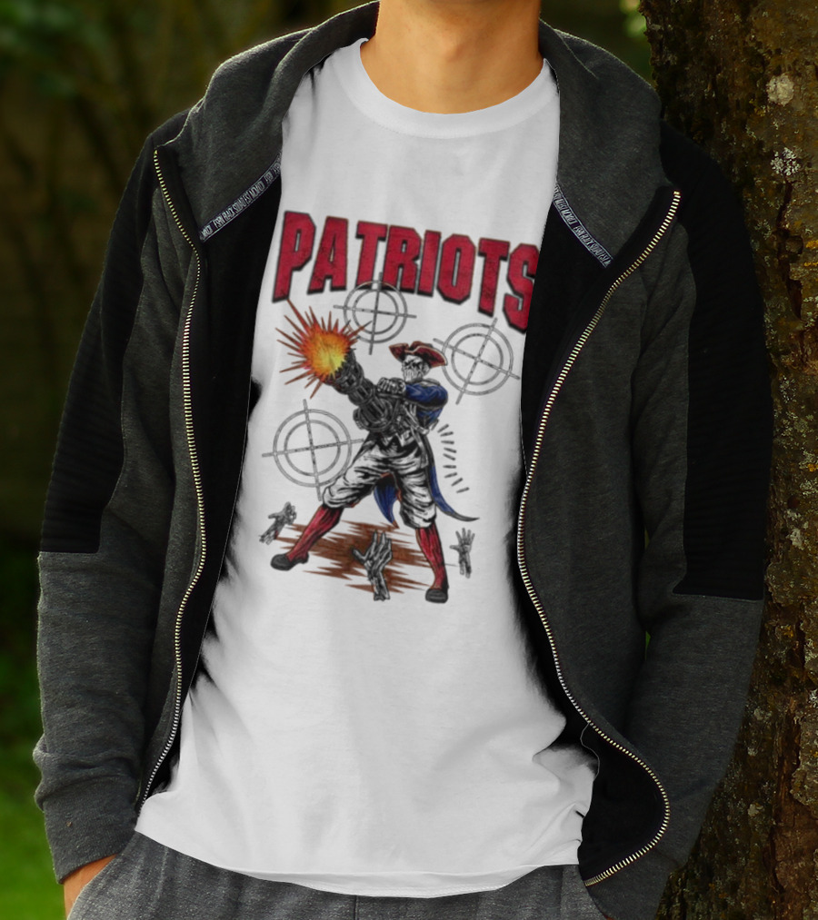 Patriots Skeleton Shooting With Rifle And Targets T-Shirt