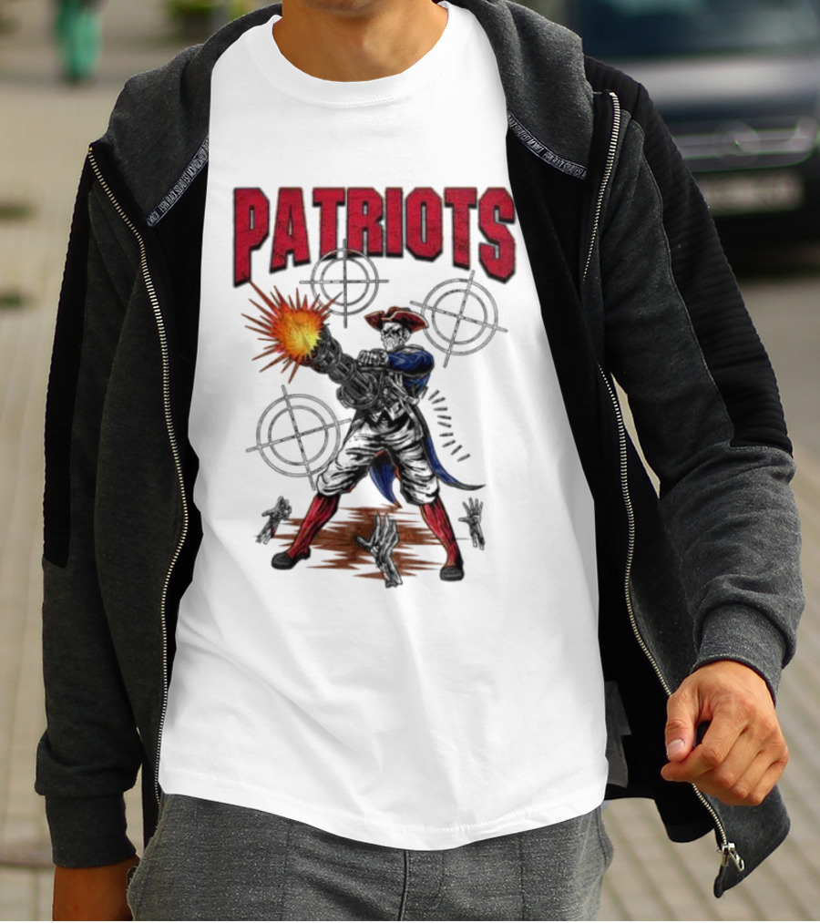 Patriots Skeleton Shooting With Rifle And Targets T-Shirt