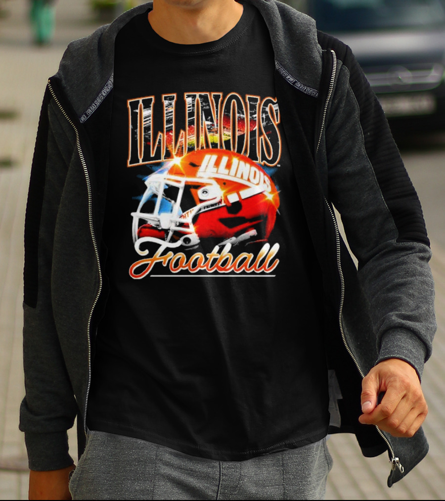 Illinois Fighting Illini Football Helmet Vintage Retro T-Shirt