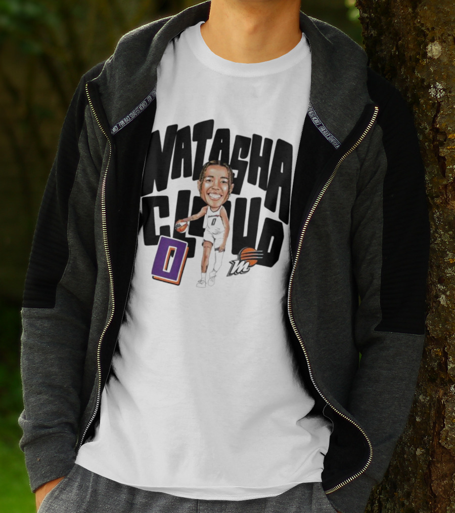 Natasha Cloud Phoenix Mercury Basketball Caricature With Orange Ball And Stylized Text T-Shirt