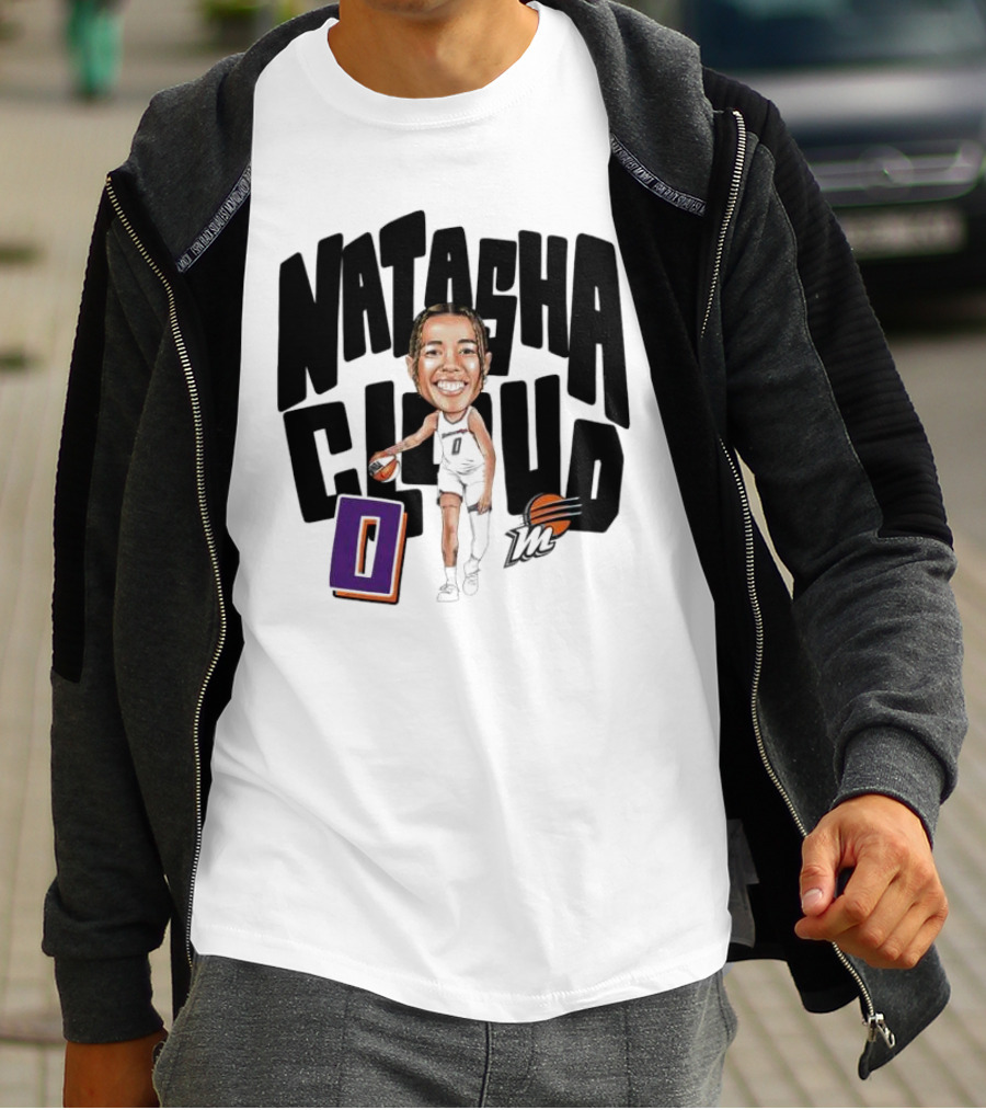 Natasha Cloud Phoenix Mercury Basketball Caricature With Orange Ball And Stylized Text T-Shirt