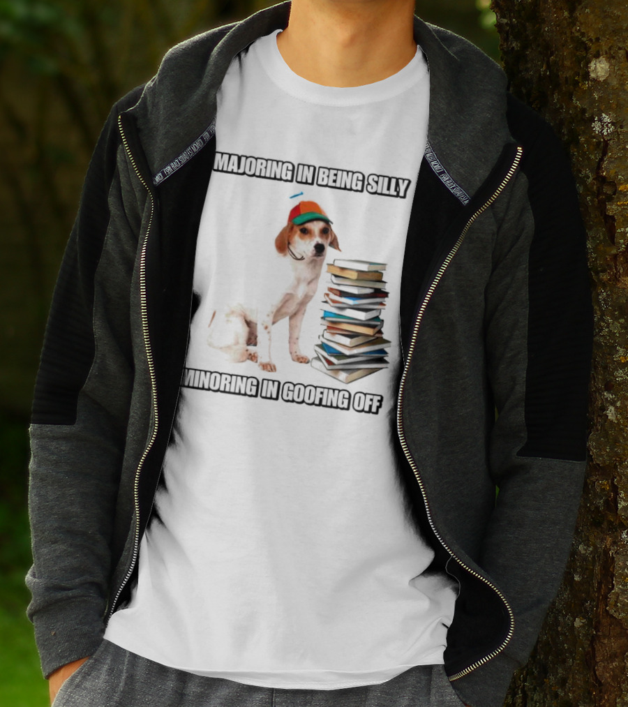 Majoring In Being Silly Minoring In Goofing Off With A Colorful Cap-Wearing Dog And Stack Of Books T-Shirt