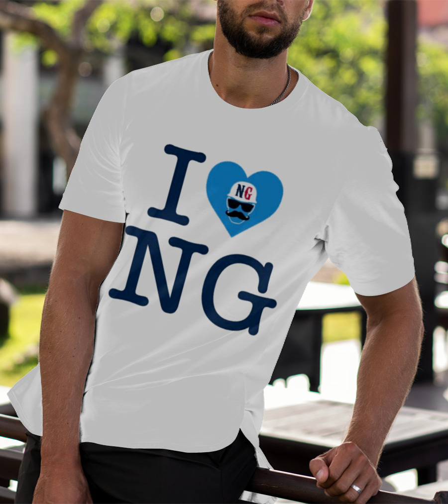 I Love NG Heart Icon With Mustache And Cap T-Shirt