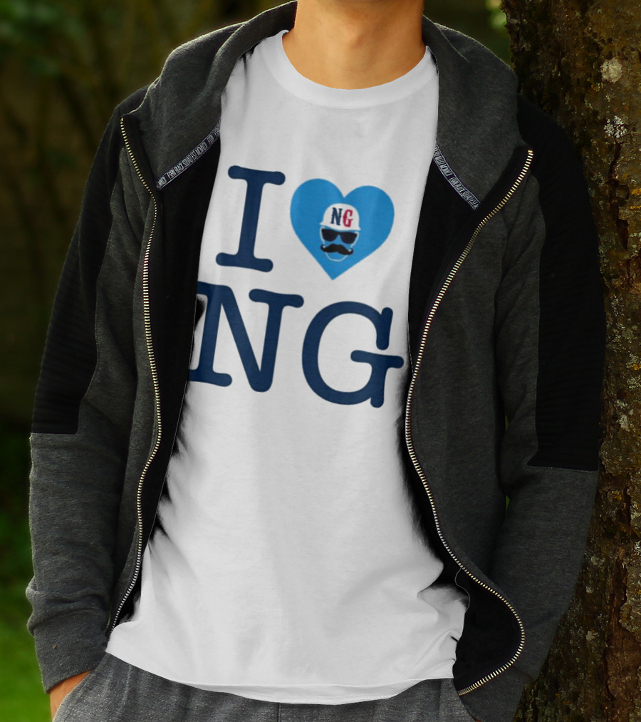 I Love NG Heart Icon With Mustache And Cap T-Shirt