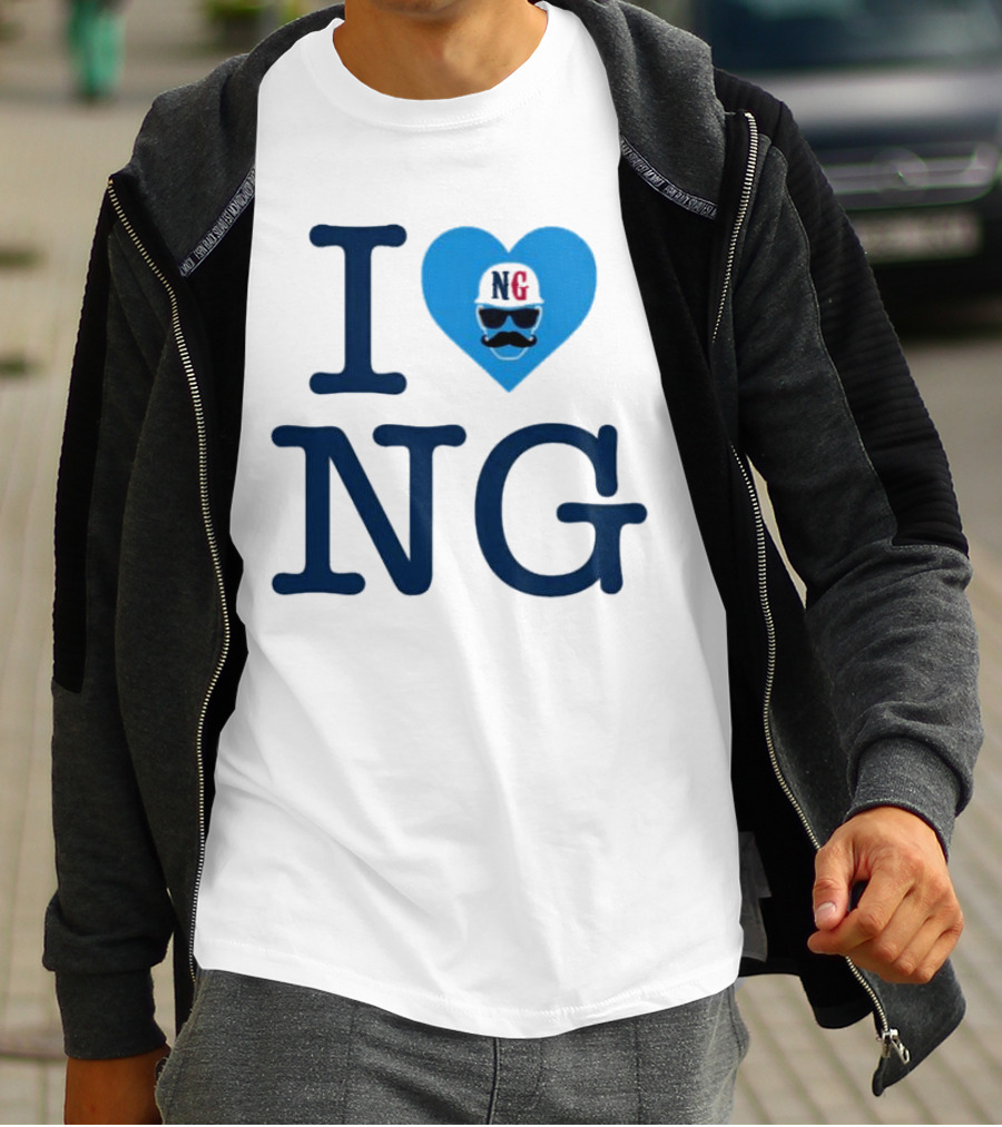 I Love NG Heart Icon With Mustache And Cap T-Shirt