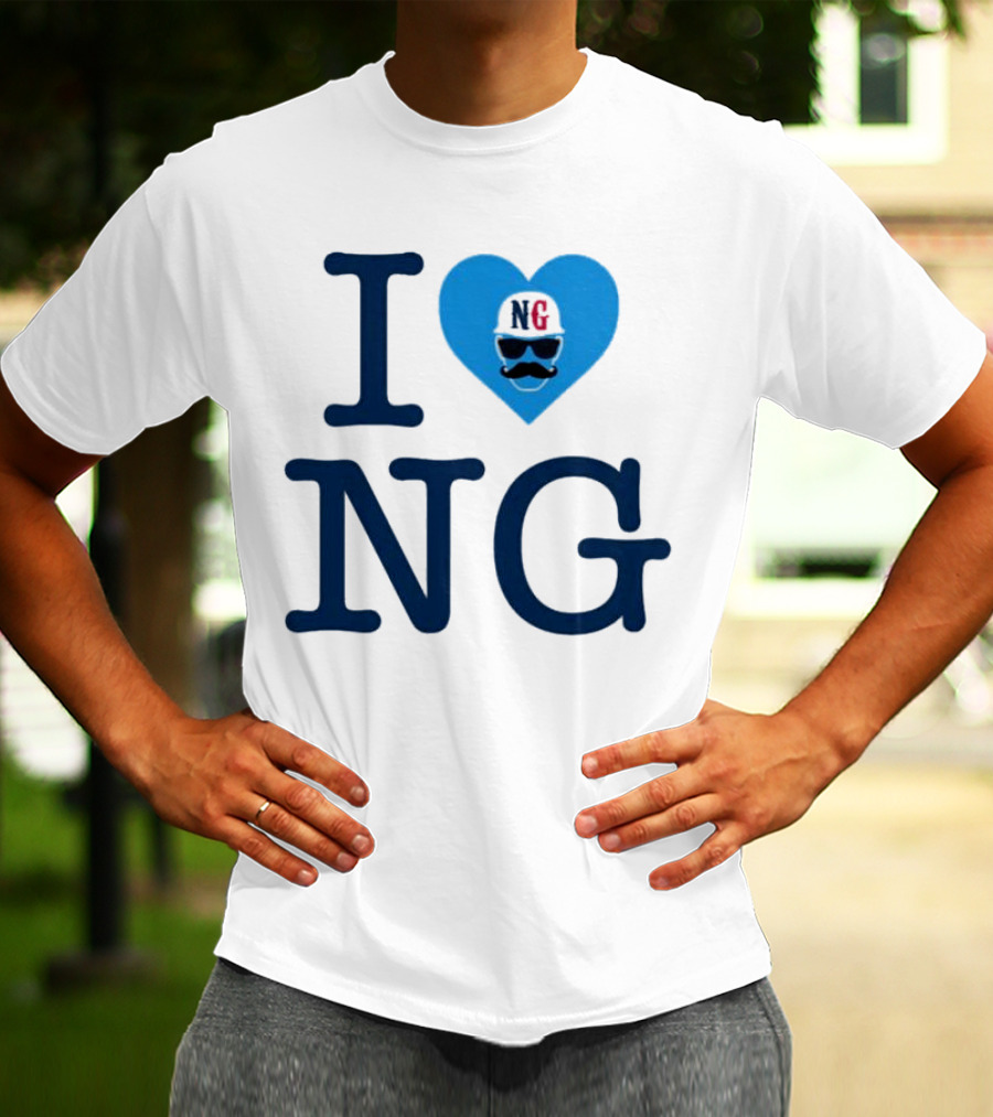 I Love NG Heart Icon With Mustache And Cap T-Shirt