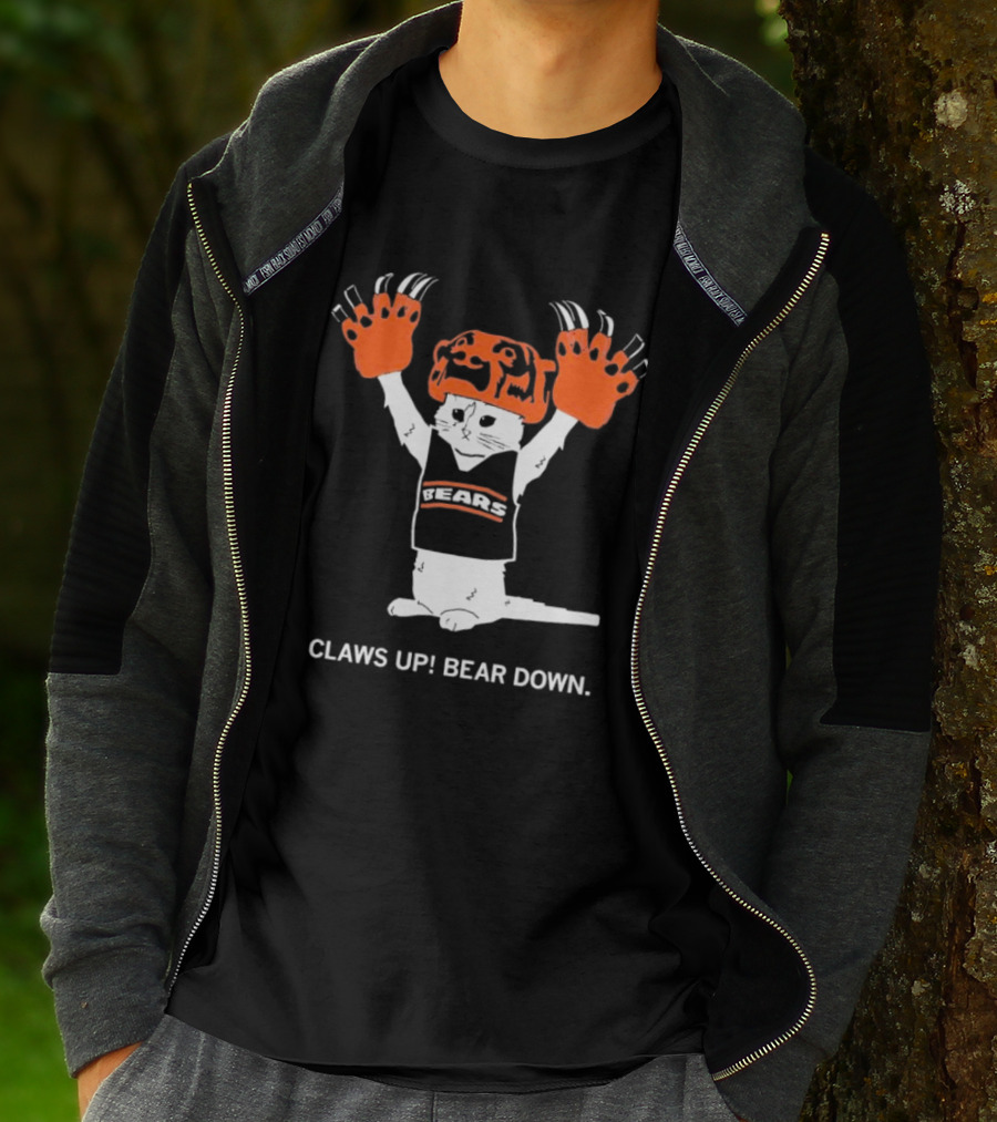 Gary Chicago Bears Cat Mascot Claws Up Bear Down T-Shirt
