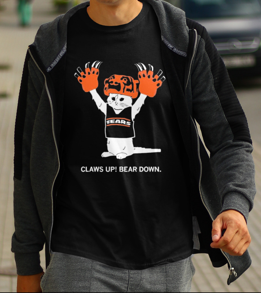 Gary Chicago Bears Cat Mascot Claws Up Bear Down T-Shirt