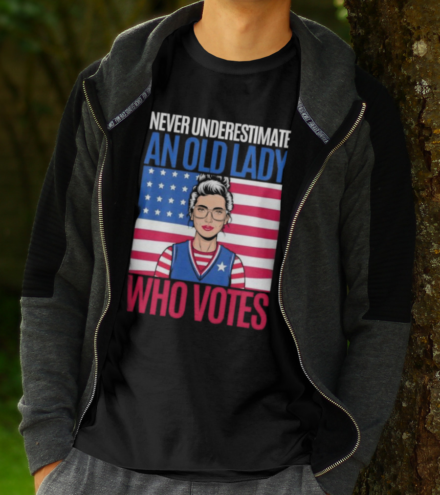 Never Underestimate An Old Lady Who Votes US Flag Iconic T-Shirt