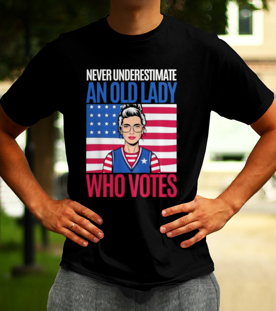 Never Underestimate An Old Lady Who Votes US Flag Iconic T-Shirt