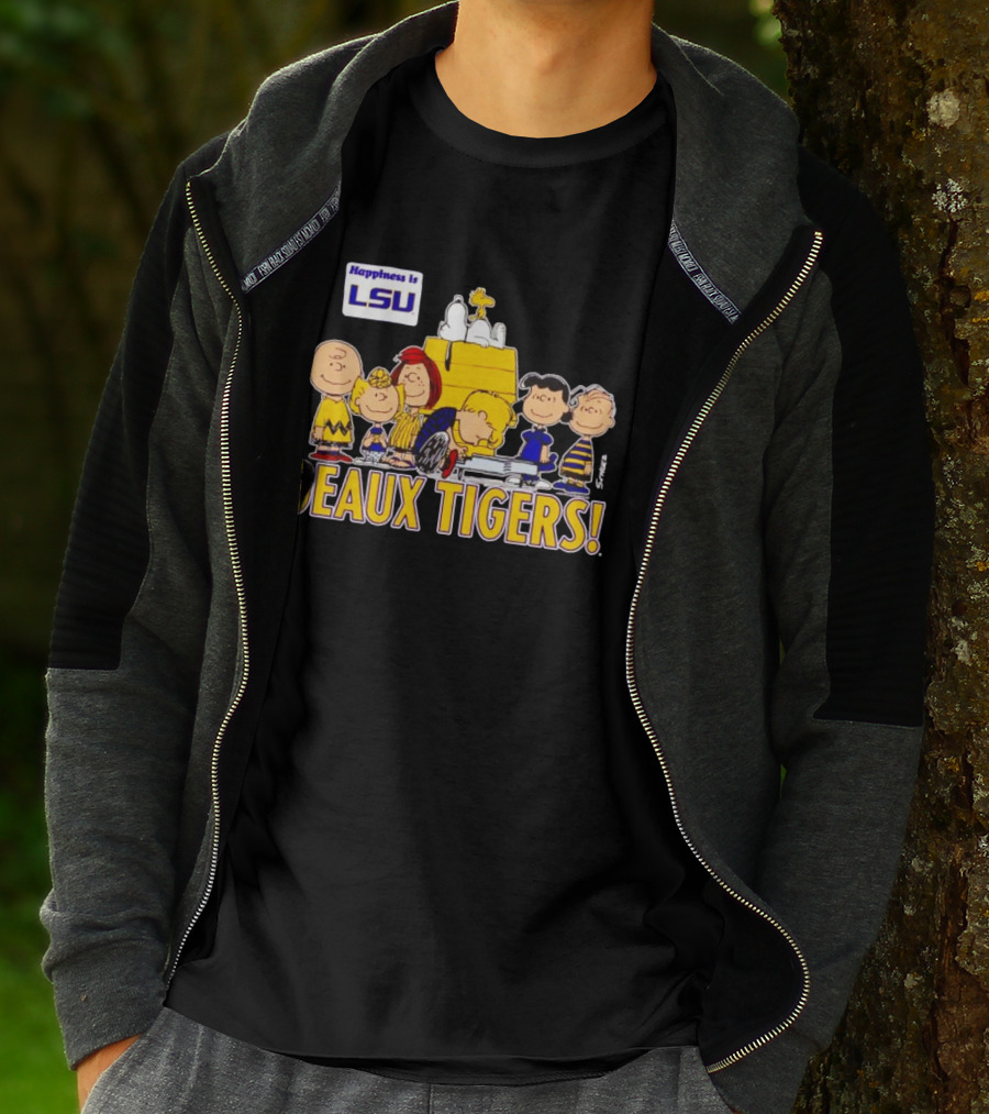 Happiness Is LSU Peanuts Characters Geaux Tigers T-Shirt