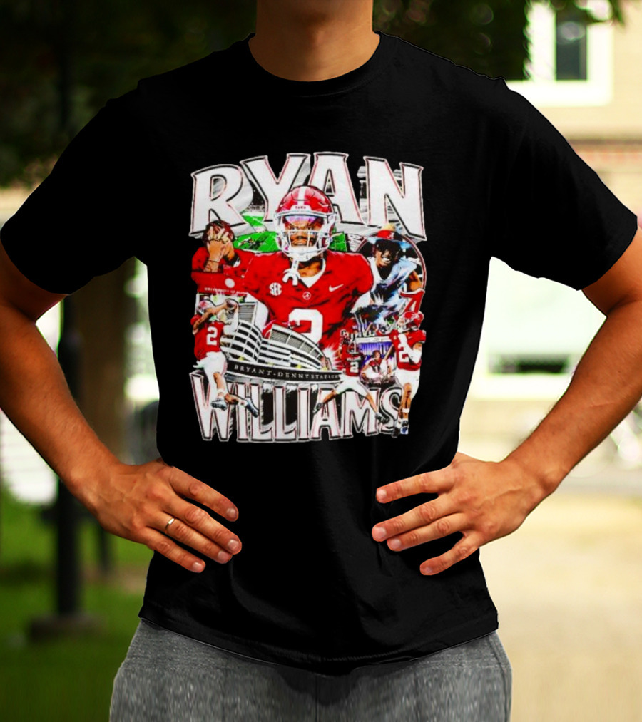 Ryan Williams Alabama Crimson Tide Bryant Denny Stadium Vintage Football Collage T-Shirt