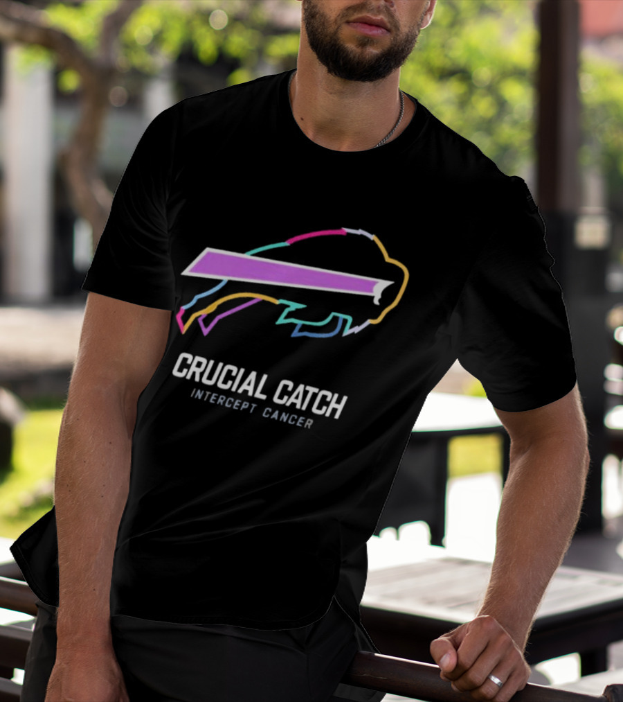 Buffalo Bills NFL Rainbow Logo Crucial Catch Intercept Cancer Initiative T-Shirt