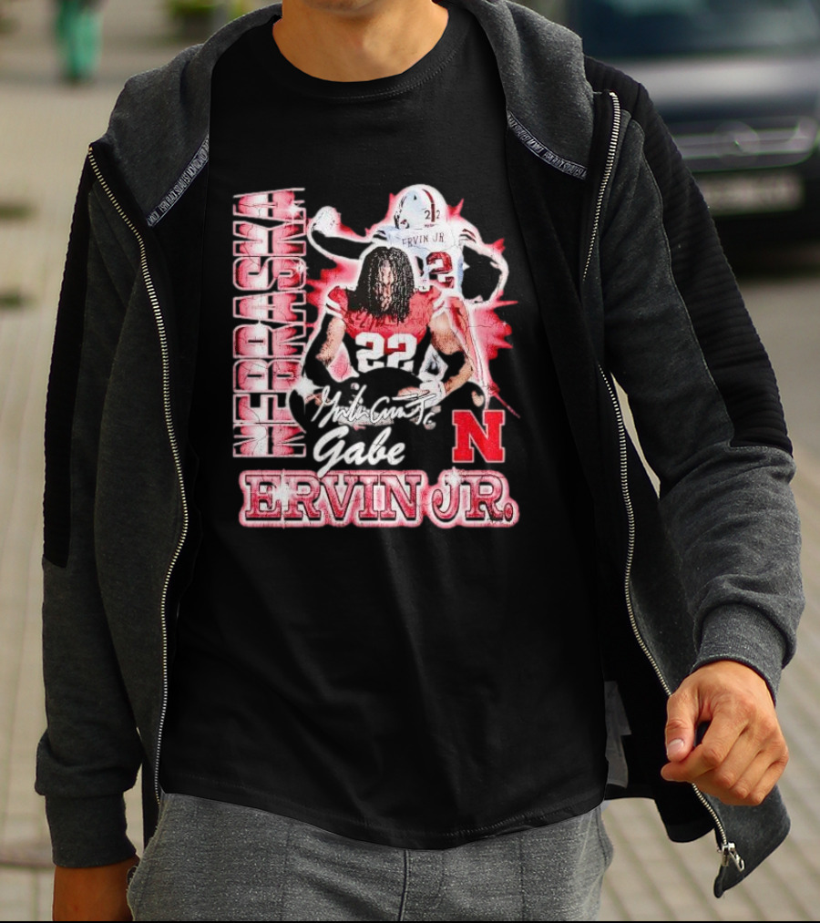Nebraska Cornhuskers Gabe Ervin Jr. Signature Retro Football 22 T-Shirt