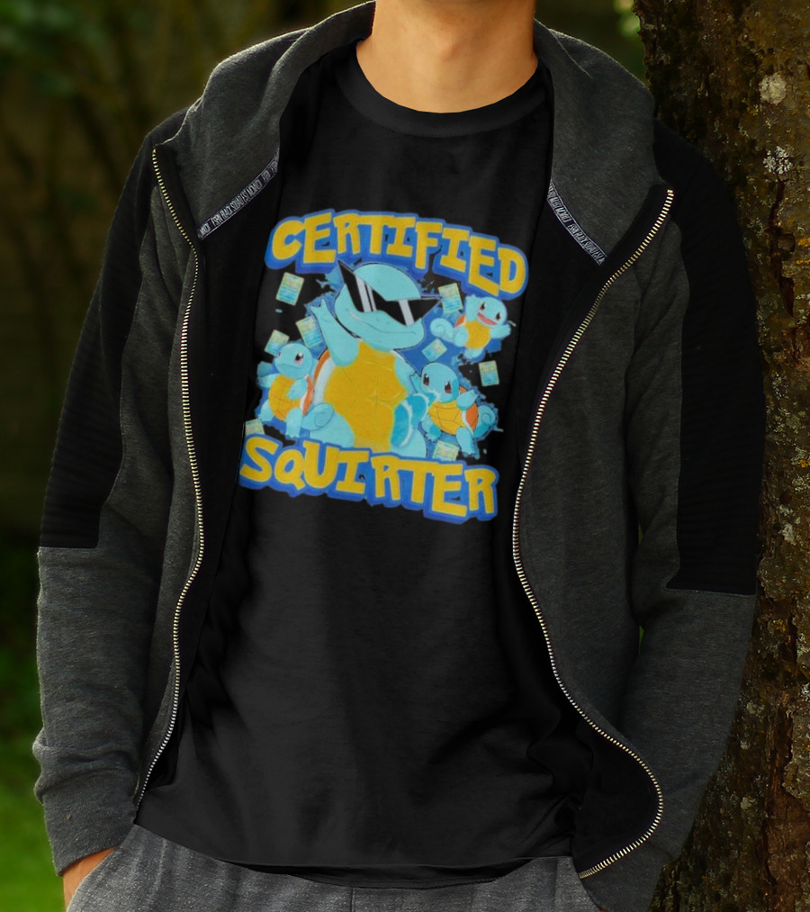 CERTIFIED SQUIRTER POKEMON SQUIRTLE PARTY WITH SUNGLASSES AND CARDS T-Shirt