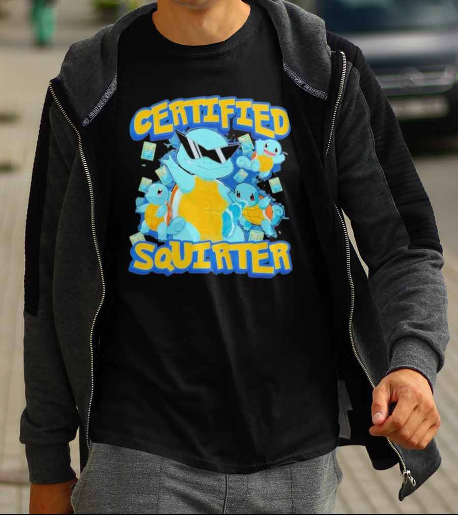 CERTIFIED SQUIRTER POKEMON SQUIRTLE PARTY WITH SUNGLASSES AND CARDS T-Shirt