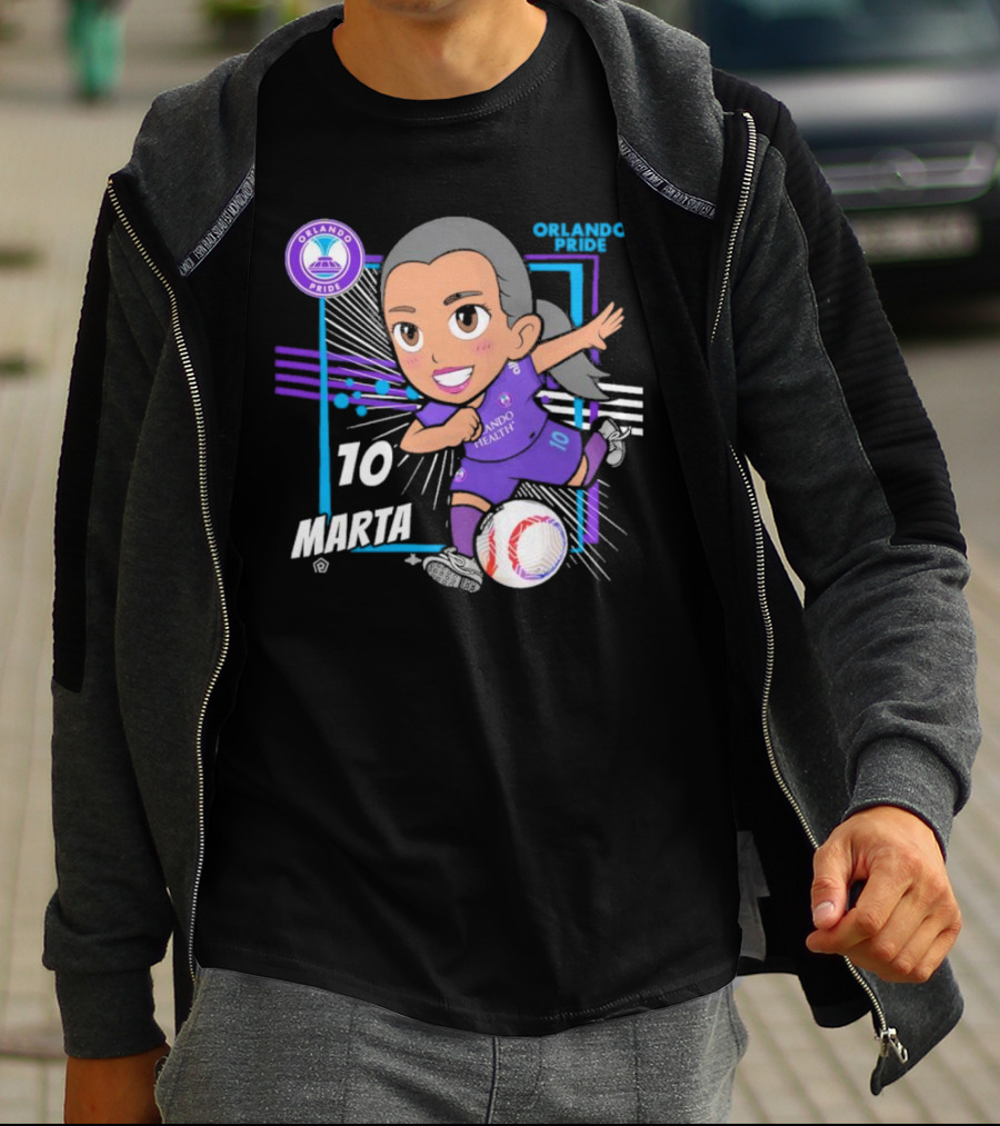 Orlando Pride Marta 10 Chibi Soccer Black T-Shirt