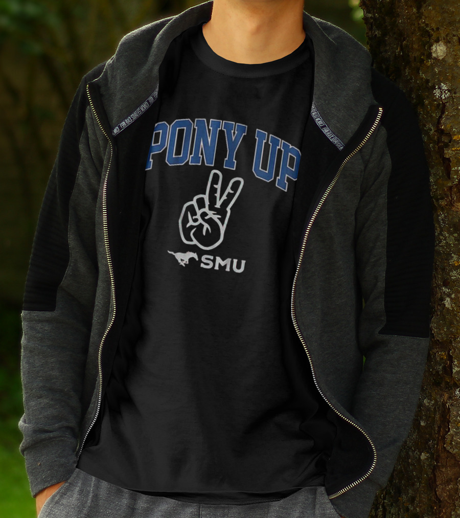 PONY UP SMU Peace Sign Mustang T-Shirt