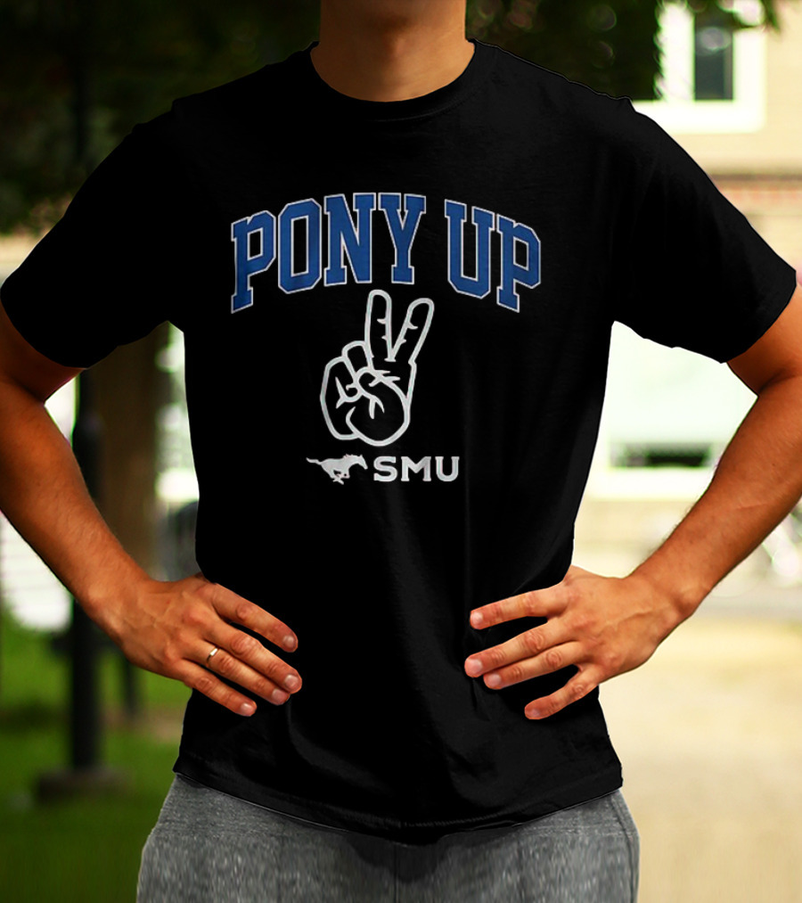PONY UP SMU Peace Sign Mustang T-Shirt